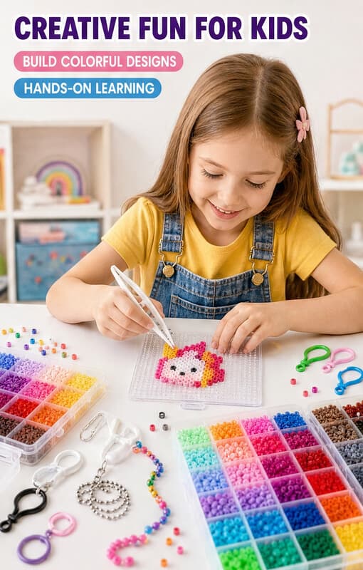 WhereHike Boetseerkralen Set - Eenvoudig doe-het-zelf - 96 kleuren, 53000 stuks, 2,6 mm, 200+ patronen | DIY-craftsbenodigdheden voor vrouwen, decoratie voor de kamer, ideaal cadeau, pixelart, alles-in-één