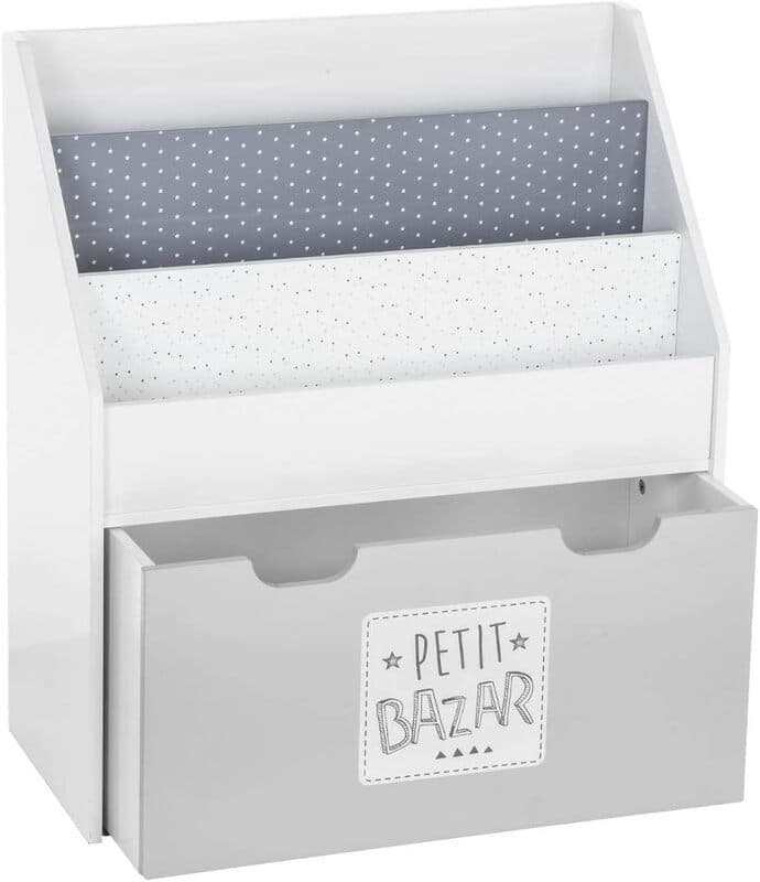 Atmosphera Boekenkast met Opbergdoos op Wielen - Wit, 70 cm