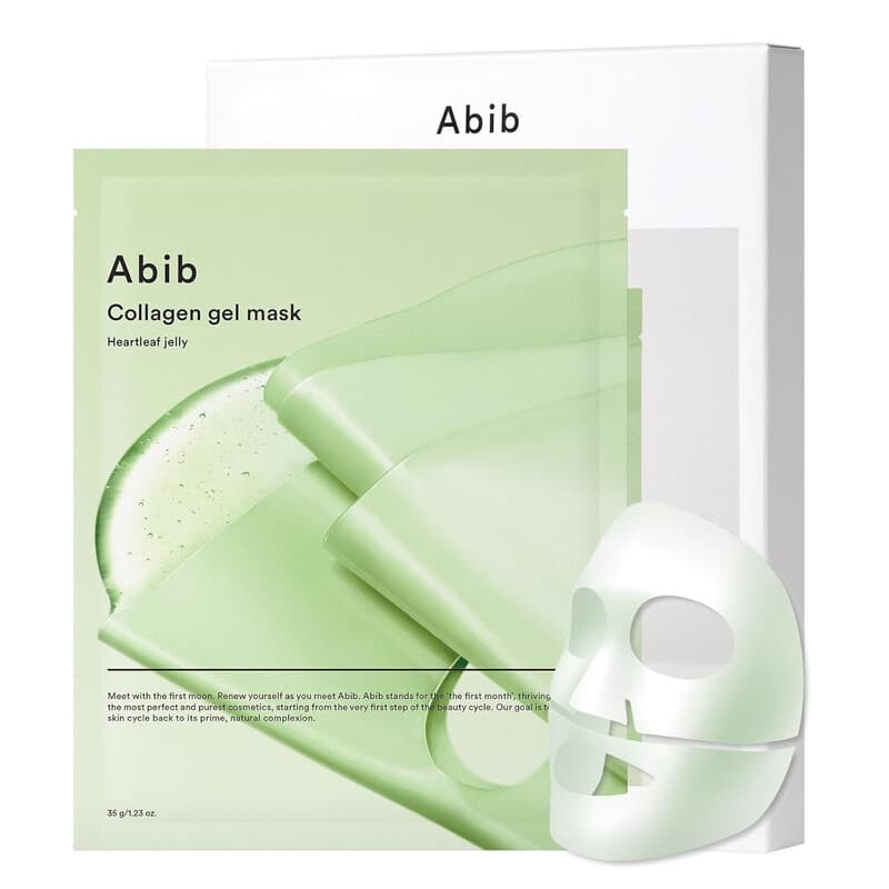 ABIB Collagen Gel Mask Heartleaf Jelly 10 stuks (Kalmerend) I Koreaans veganistisch collageen, verkoelend en kalmerend hyaluronzuur hydrogel gezichtsmasker huidverzorging