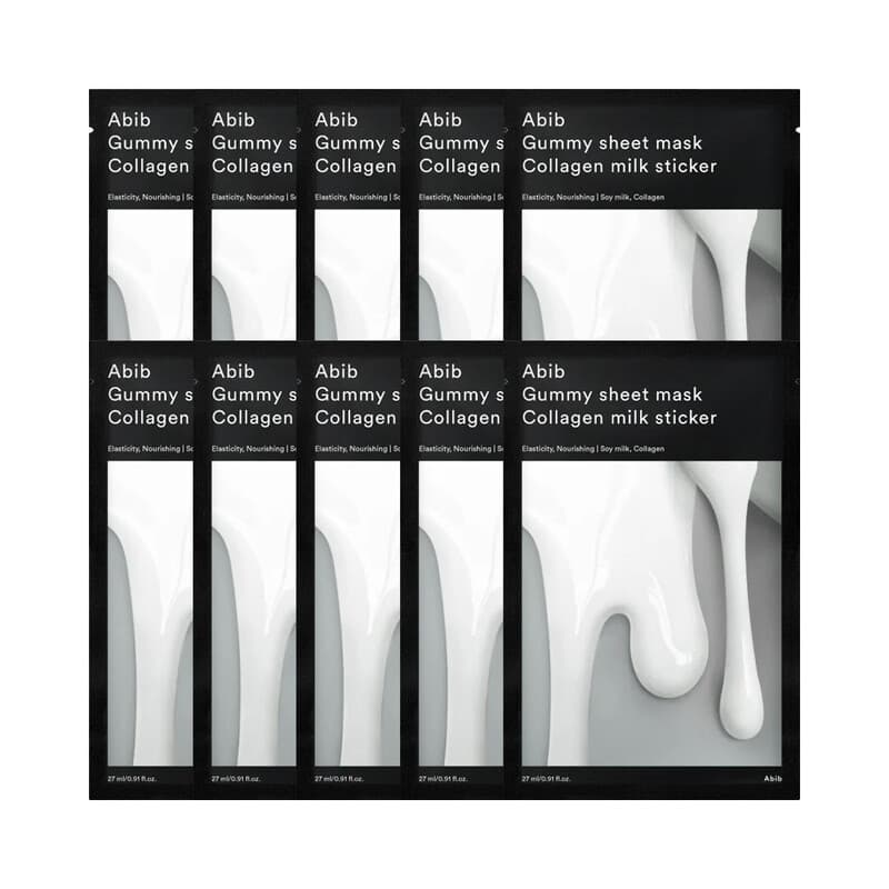 ABIB collageen- en melkformule kauwgommasker 27 ml x 10 stuks (1 doos met 10 stuks)