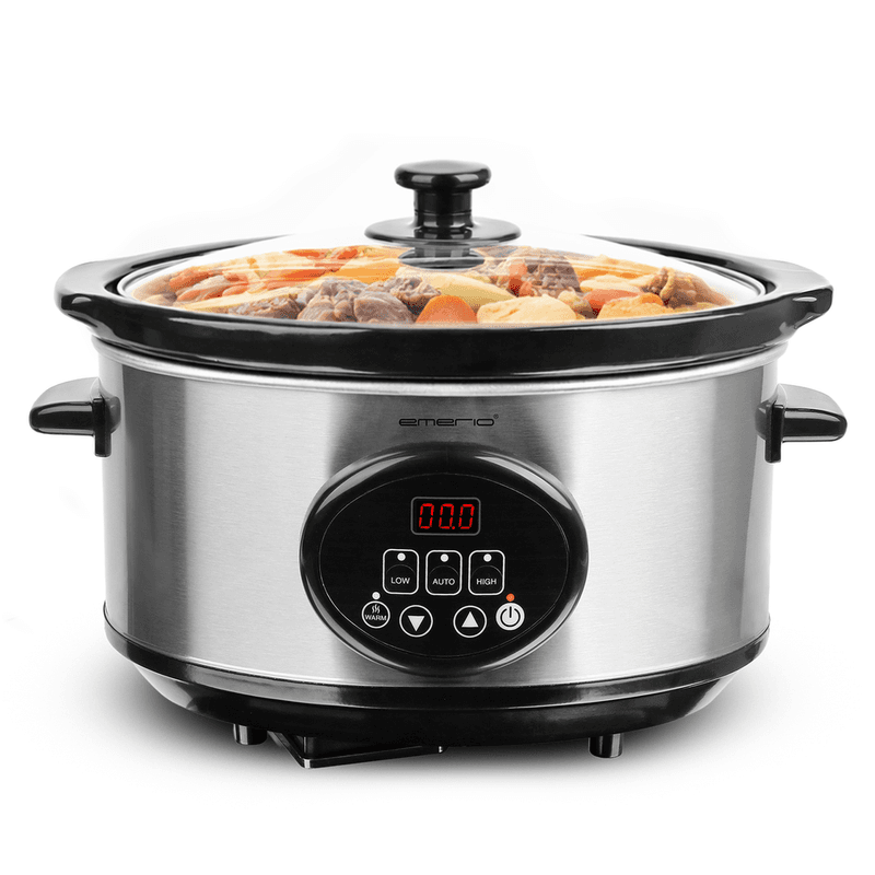 Emerio Slowcooker 240W - 3.5L - Warmhoudfunctie - Digitaal Display - 3 Warmte Instellingen - Uitneembare Keramische Binnenpan - Transparante Glazen Deksel - Cool Touch - SC-129406