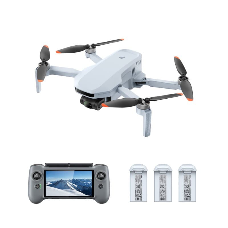 ATOM 2 All-in-One Fly More Set met schermelektrode – Ultralichte camera-drone met 4K HDR-video, 8K-foto's met hoge resolutie, 3-assige gestabiliseerde gimbal, 10 km video-overdracht, 3 batterijen voor 96 min vliegtijd, AI-tracking, AI-nachtbeeld, vertical
