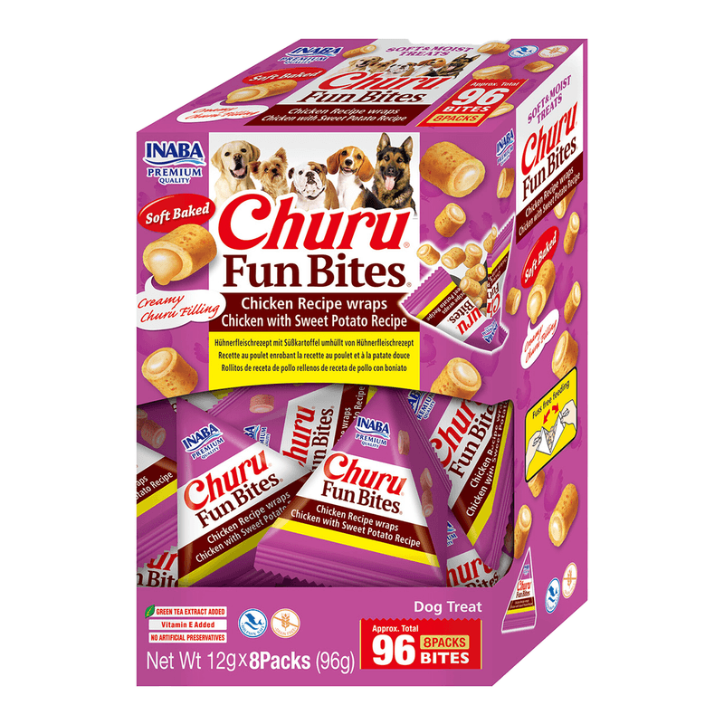 Inaba Churu Fun Bites Chicken Wraps 8x12 g - Hondensnacks - Kip&Bataat