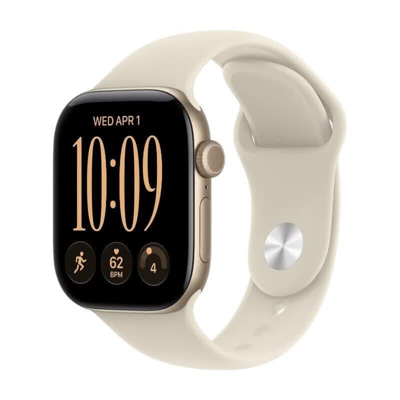 Apple Watch Series 12 GPS + Cellular 42 mm Lichtgouden Aluminium Kast met Zand Sportband - S/M