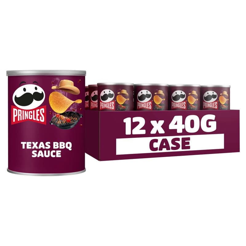 Pringles aardappelchips met Texas-barbecuesaus - 12 x 40 g