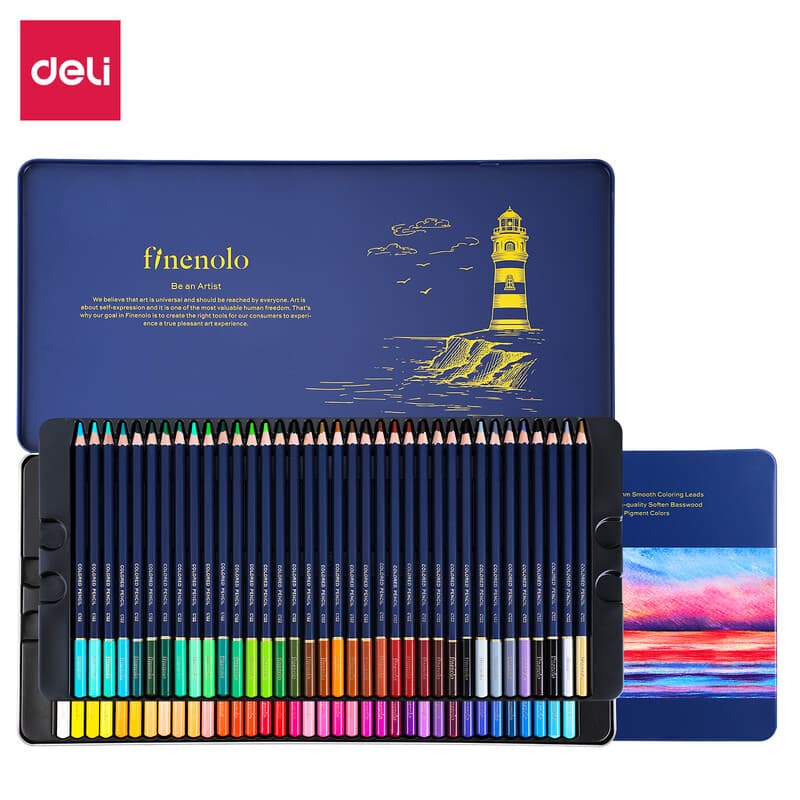deli Finenolo Kleurpotloden Set - 72 Kleuren, Metalen Blik