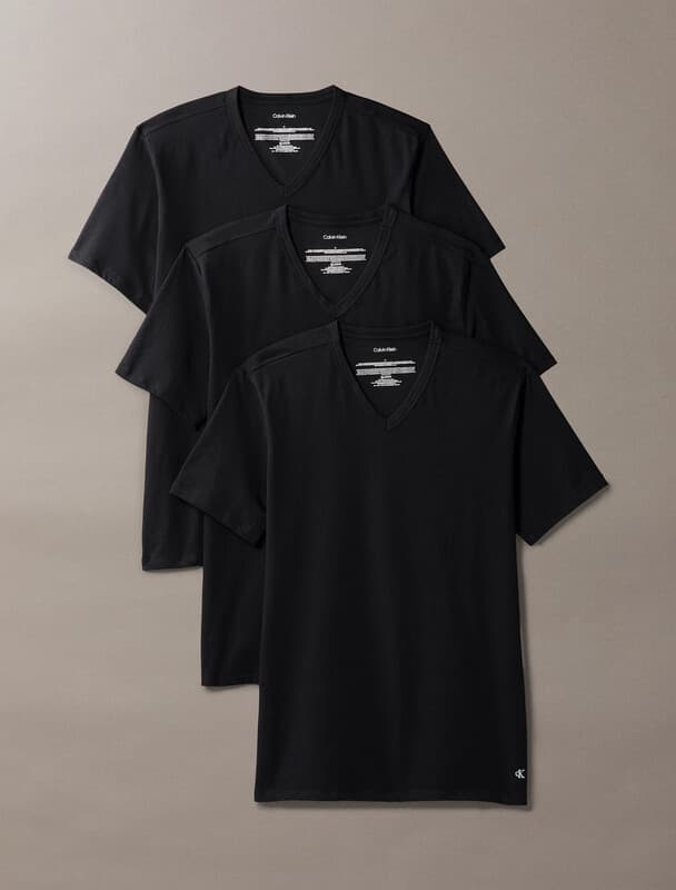 Calvin Klein heren T-shirt met V-hals, korte mouwen, 3-stuks, UB1, zwart, XS