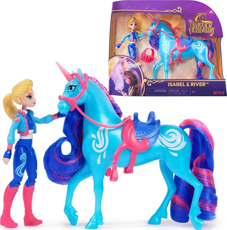 Unicorn Academy-pop Isabel en eenhoorn rivier speelfiguur set - 11,5 cm, 13 cm
