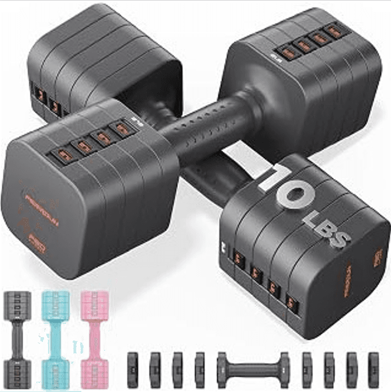 FEIERDUN - Verstelbare hantel 2er set 2-8 kg - Dubbele vergrendeling - Handgewichten voor thuisgym voor vrouwen