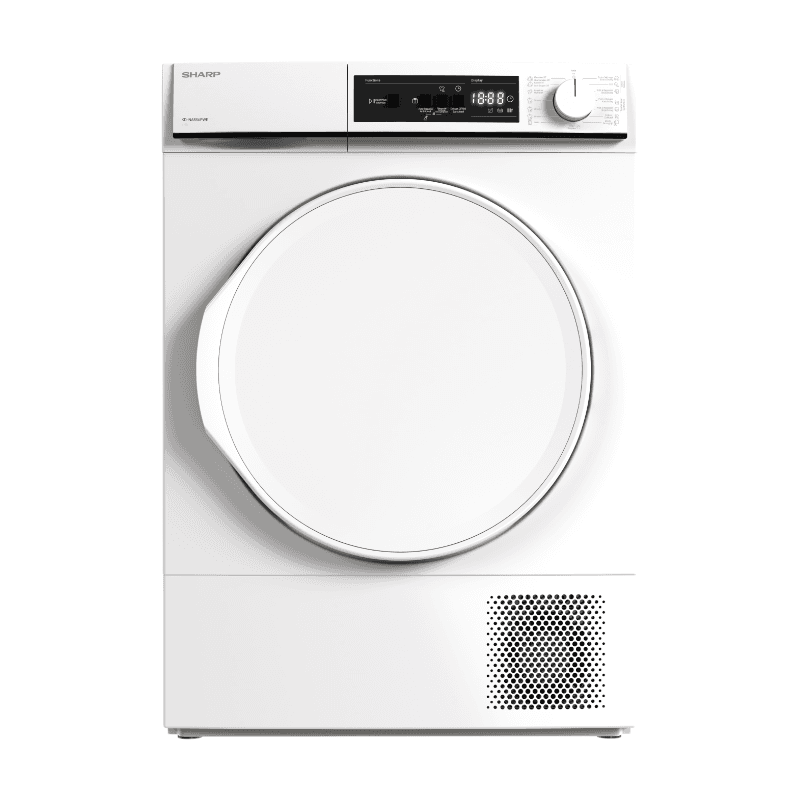 Sharp KDNHA8S6PWEBX- warmtepomp droger – 8 kg – energie label E – 15 programma’s – LED binnenverlichting – wit
