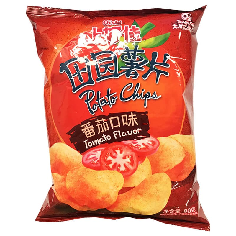 Oishi Country Style Aardappelchips (Tomaat) 80 g
