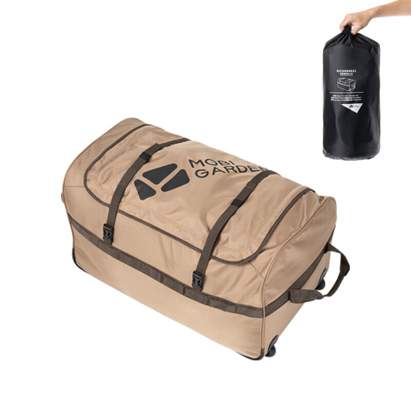 Mobi Garden 110 liter opvouwbare bagagerugzak met wielen, reistas met grote capaciteit, zand