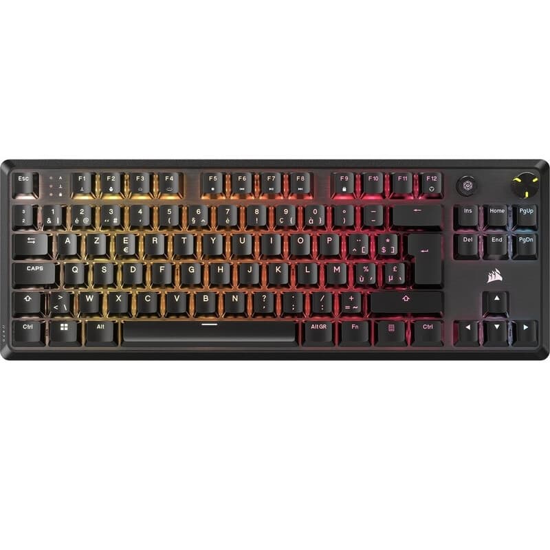 Corsair Vulcania K70 CORE TKL - Mechanisch gamingtoetsenbord - AZERTY - RGB-LED's - MLX Red schakelaar - Zwart