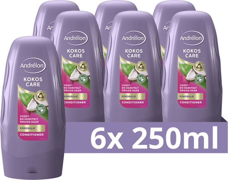 Andrelon haarconditioner met kokosolie en -melk (voordeelverpakking) - 6 - 250 ml