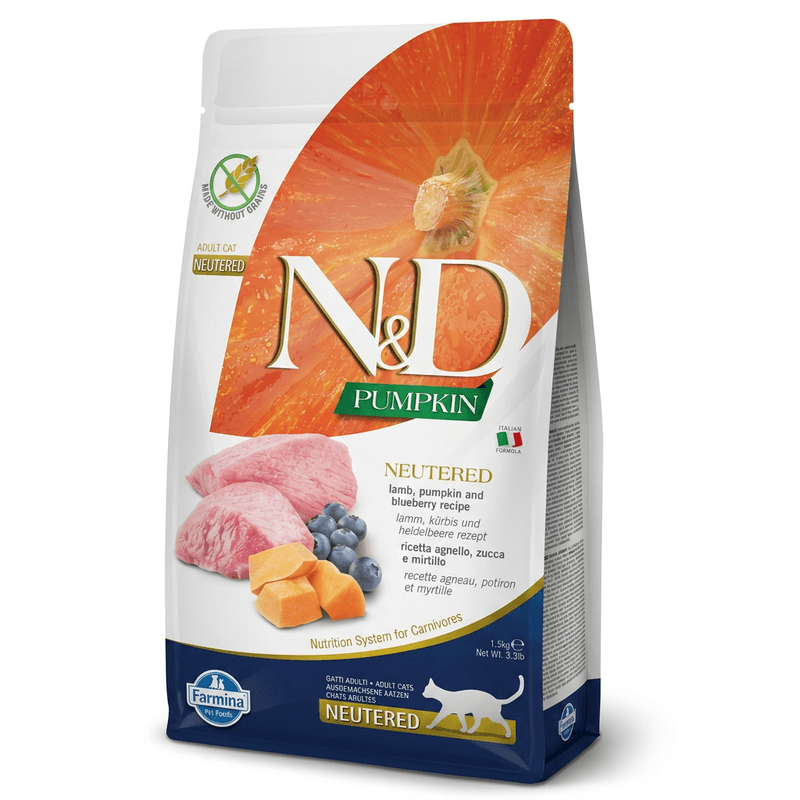 Farmina N&D Pumpkin - Kattenvoer Adult - Lam & Pompoen - Graanvrij - Voor Gecastreerde Katten