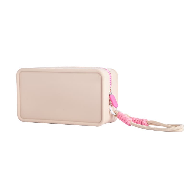 JORDAN&JUDY Colorblock Draagbare Handheld Siliconen Make-uptas Opbergzak 20*12*8cm Kaki 1 stuks