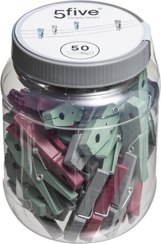 5five Emmer opslagdoos - 50 stuks, Bourgondisch rood, Groen, Grijs