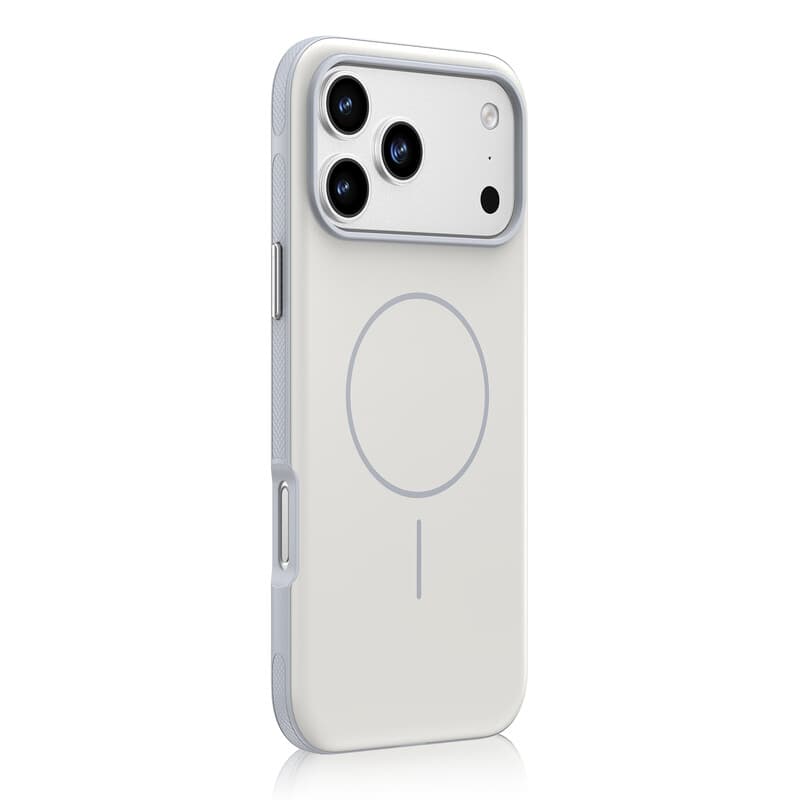 IM-CHEN iPhone 18 Pro hoesje, compatibel met 17 Pro, huidvriendelijke aanraking, antislip frame, MagSafe magnetische versie, zilver, 1 stuk