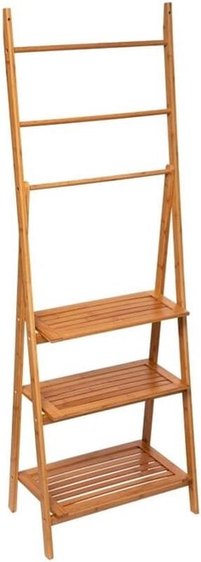 5five Bamboe Handdoekrek met Plank - 3-laags, 53 x 30,5 x 153 cm