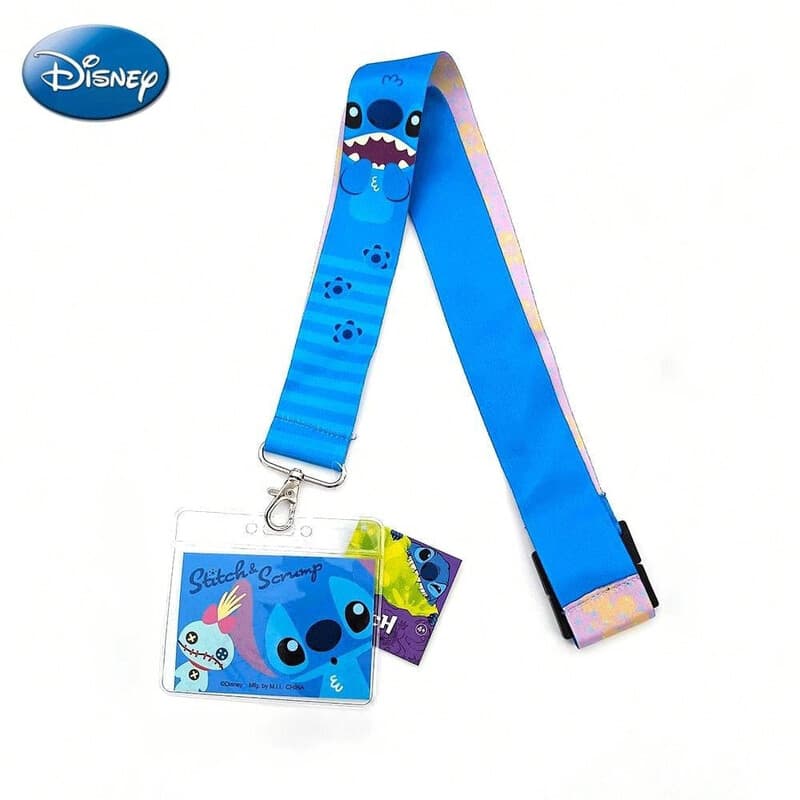 1 st. Disney Stitch Scrump lanyard en ID-kaarthouder, officieel gelicentieerd Stitch-thema, levendige print, verstelbare halskoord met doorzichtige ID-hoes, cadeau