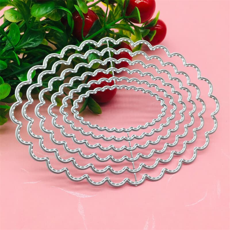 Geneste metalen snijvormen met kantrand, geneste framelits snijvormen voor kaartjes maken, doe-het-zelf scrapbooking, reliëf stencilsnijvormen, sjablonen voor verjaardag en bruiloft kaartjes maken