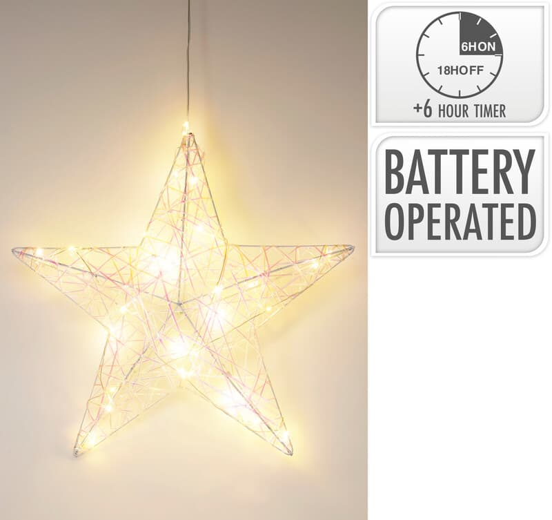 Koopman LED Sterdecoratie - Iriserend Wit, 40 cm