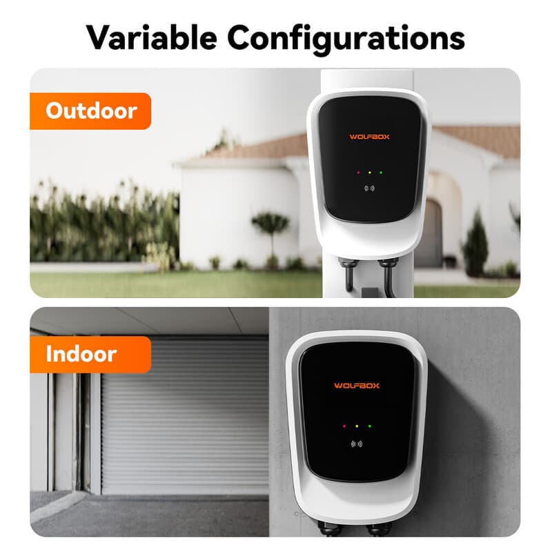 WOLFBOX AE07 Type 2-lader 7 kW 32 A 1-fasig elektrische auto-oplader (wandlader) met app-bediening en RFID-kaart