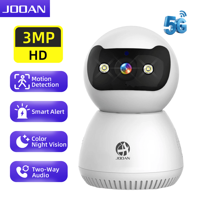 JOOAN 2K full-hd beveiligingscamera, nachtzicht in kleur, tweerichtingsspraak, bewegingsdetectie, trackingopname, mobiele app-afstandsbediening, bewakingsmonitoring en beveiliging voor huis en huisdieren