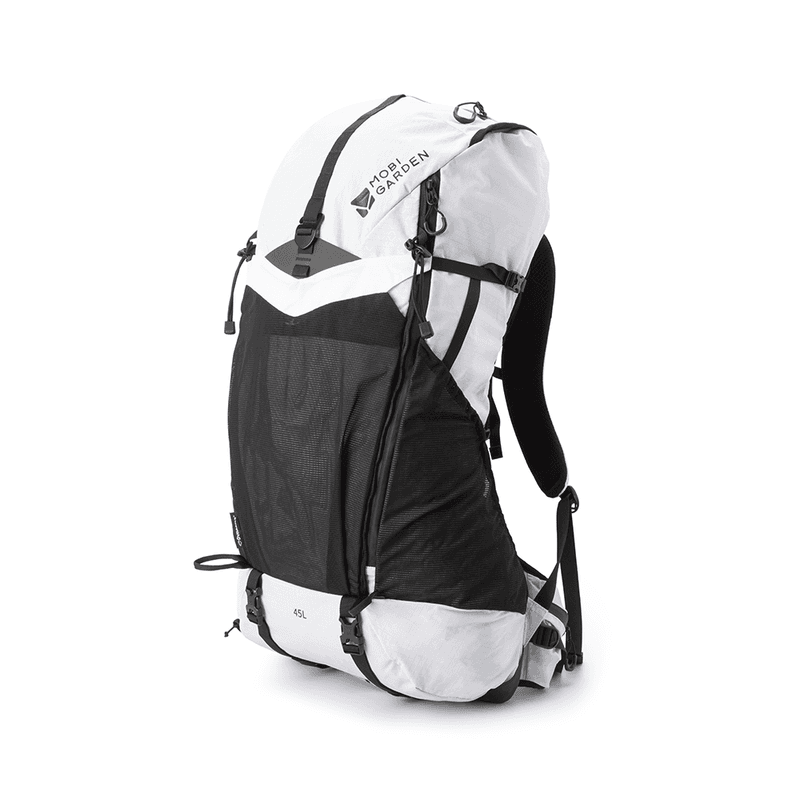 Mobi Garden Phantom Pro 3D Dyneema 45L rugzak, ultralichte wandelrugzak, trekkingrugzak met grote capaciteit, wit, ultralichte en stabiele structuur met verbeterde ademendheid