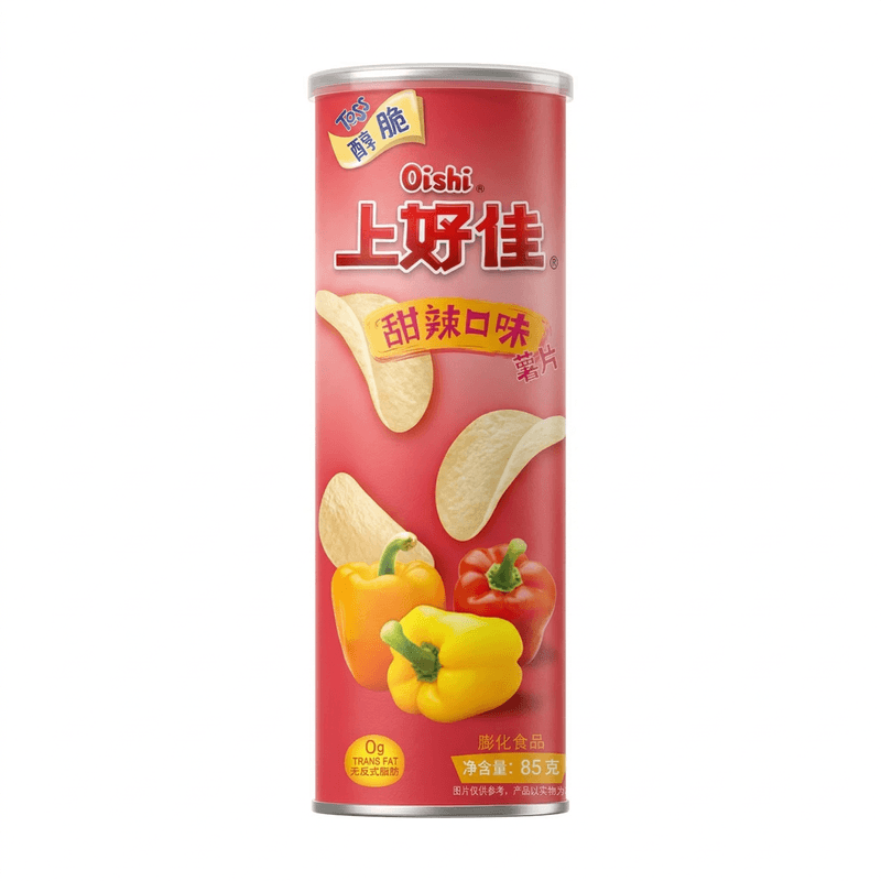 Oishi knapper aardappelsnack zoet en pittig 85g