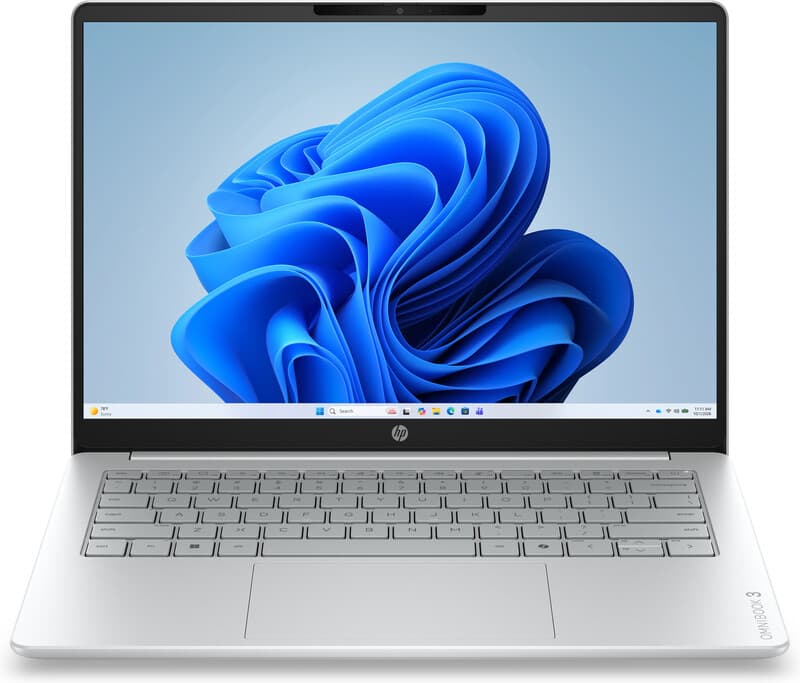 HP OmniBook 3 14-hy0058ndx Intel Core Ultra 5 235U Laptop 35,6 cm (14") 2K 8 GB LPDDR5-SDRAM 512 GB SSD Wi-Fi 6 (802.11ax) Windows 11 Home Grijs, Zilver
