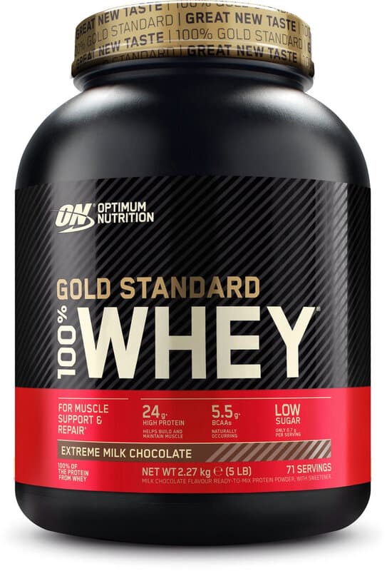 Optimum Nutrition Gold Standard 100% whey proteïne, extreme melk chocolade 2,27 kg (71 porties)
