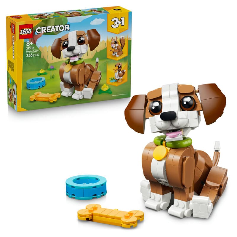 LEGO® Creator 3in1 Schattige dieren: Speelse Puppy - Dierenset - Bouw Om tot Eekhoorn of Eend - 31382
