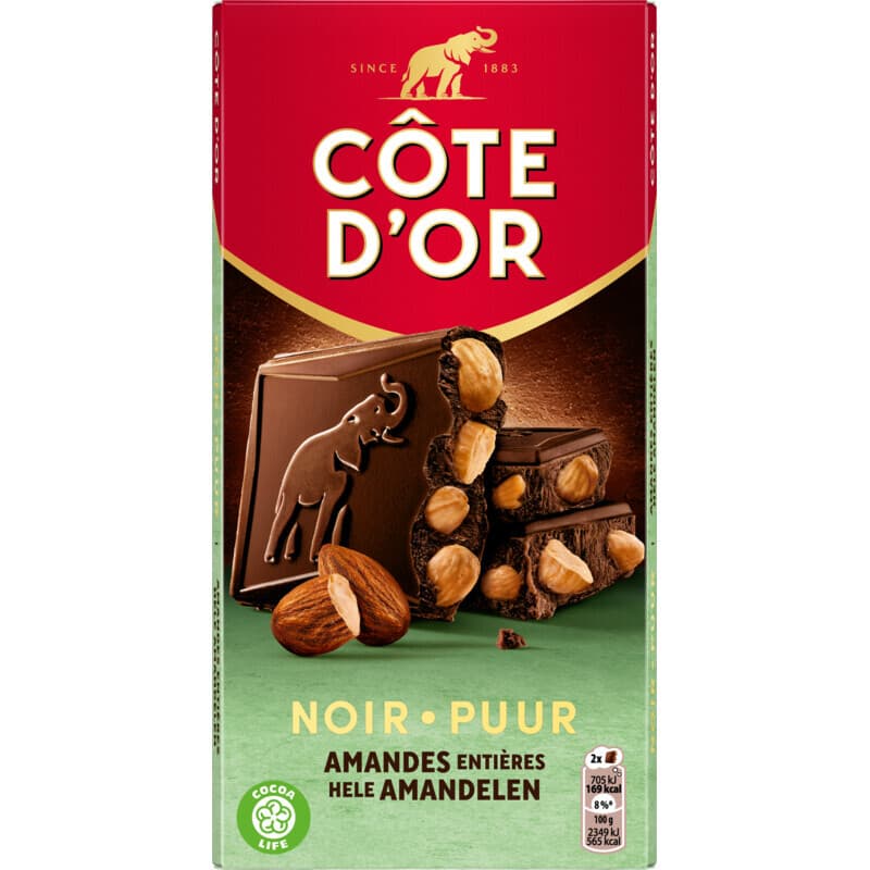 Cote D'or Donkere Chocolade Reep Met Amandelen - 180 g