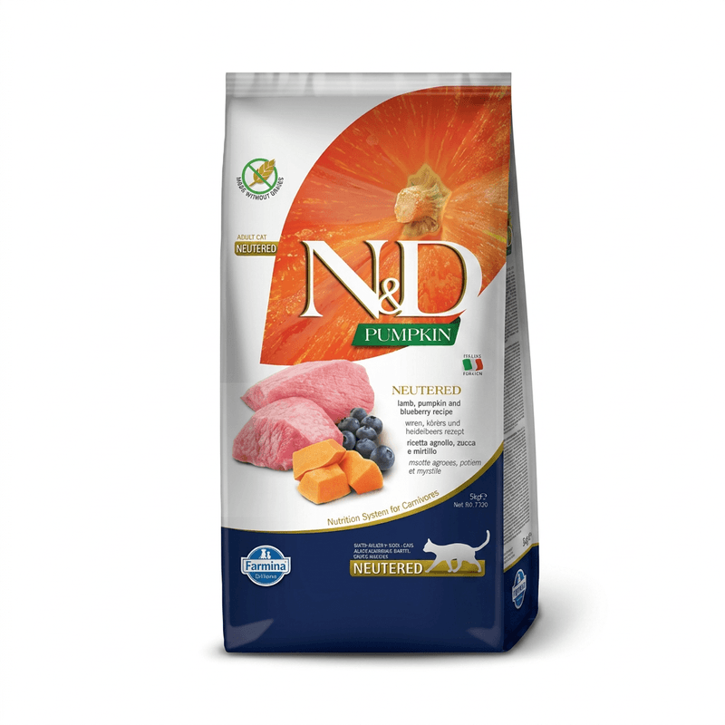 Farmina N&D Gecastreerd Pumpkin Lam, Pompoen & Bosbessen Adult 5kg