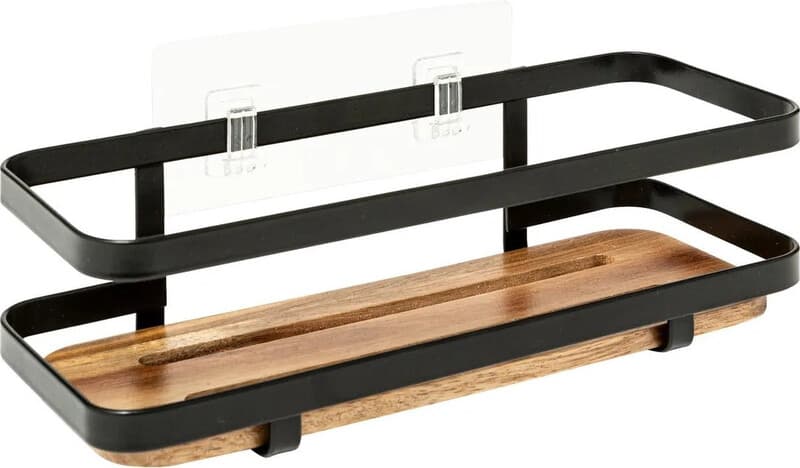 5five Acacia Plank Eenheid met Stalen Frame - Zwart, 25 x 10 x 8 cm