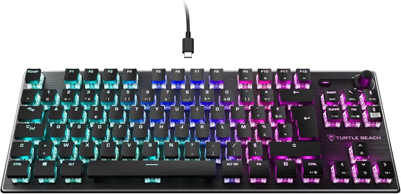 Turtle Beach Vulcan Mechanisch Gaming Toetsenbord (Lineaire Titan Switch) Bedraad RGB, TKL - AZERTY - Zwart
