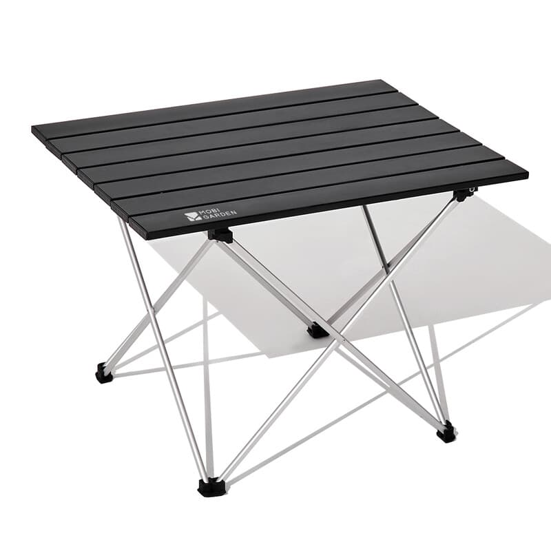 Mobi Garden, Vouwbaar vierkant campingtafelset, Draagbare eettafelset van aluminiumlegering voor buiten, Zwart, Lichtgewicht, Compacte verpakkingsgrootte