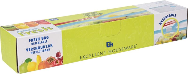 Excellent Houseware Voedselopslagzakset - 40 stuks, 1,2 L, Transparant