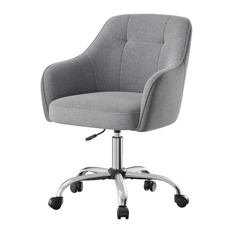 Ochama Ergonomische draaistoel voor kantoor in Stil Grijs – Linnen-look stof, hoogte verstelbaar 86–96 cm, met armleuningen, bureauzetel voor thuiswerken, basis 60,8 x 58 cm