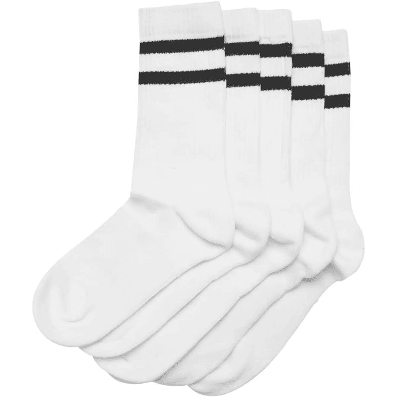 Urban Classics dubbelgestreepte sokken 5-pack wit/zwart 35-38
