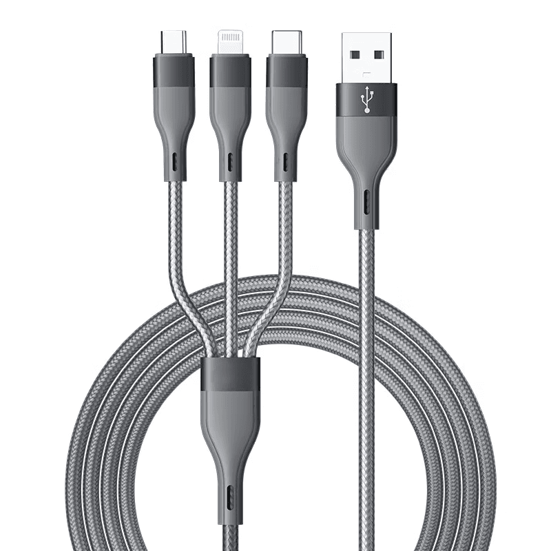 ochama 3-in-1 oplaadkabel - USB-C, Android - kabel met 3 connectoren, compatibel met iPhone 16/17, Xiaomi, Huawei, Honor, Samsung