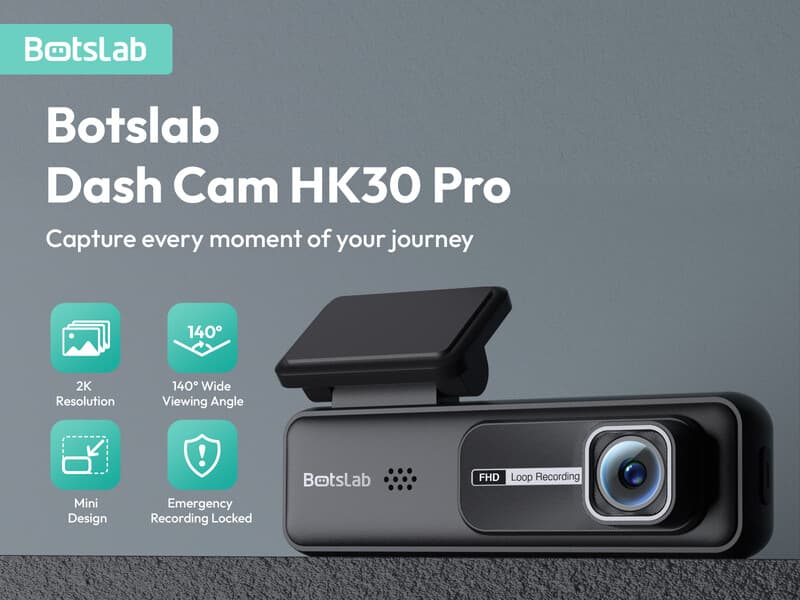 Botslab HK30 Pro 2K Wifi dashcam - 2K resolutie - Wifi met App - 140 graden kijkhoek - Parkeermodus - dashcam voor auto