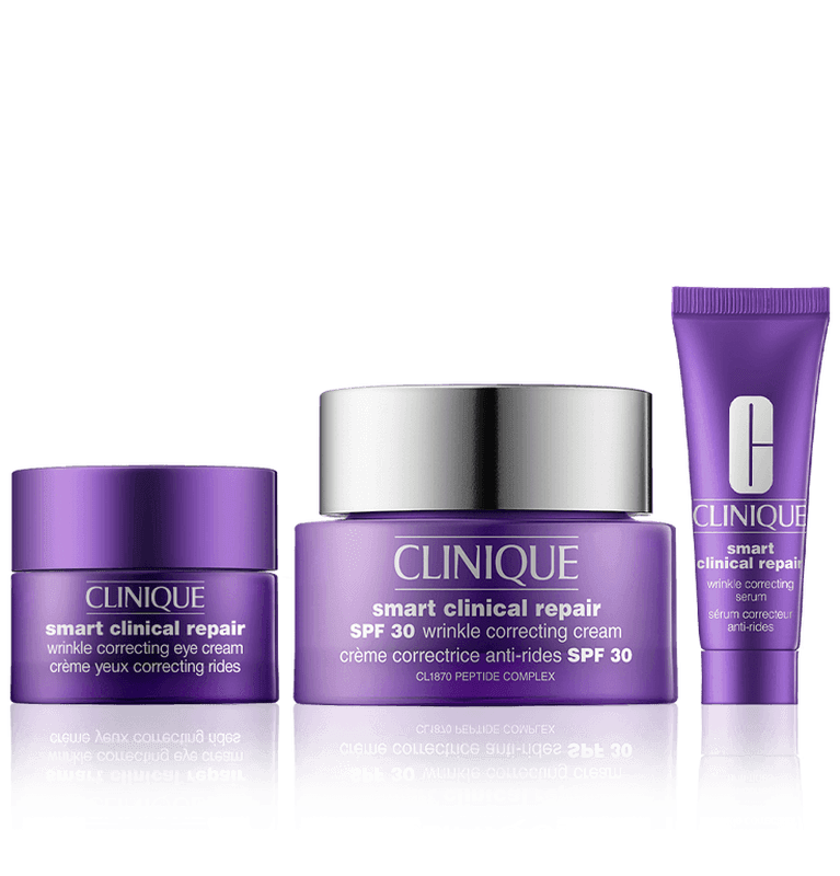 Clinique smart clinical repair serum anti-aging beperkte oplage geschenkset (rimpels corrigerende moisturizer SPF 30 50 ml + complimentair serum 10 ml + oogcrème 5 ml)