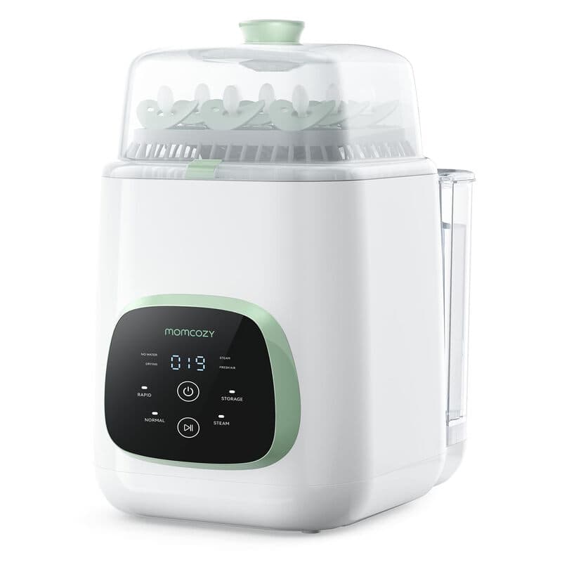 Momcozy BS03 volautomatische flessenwasser & sterilisator (inclusief 60 reinigingstabletten) - wit-groen, cadeaus voor moeders