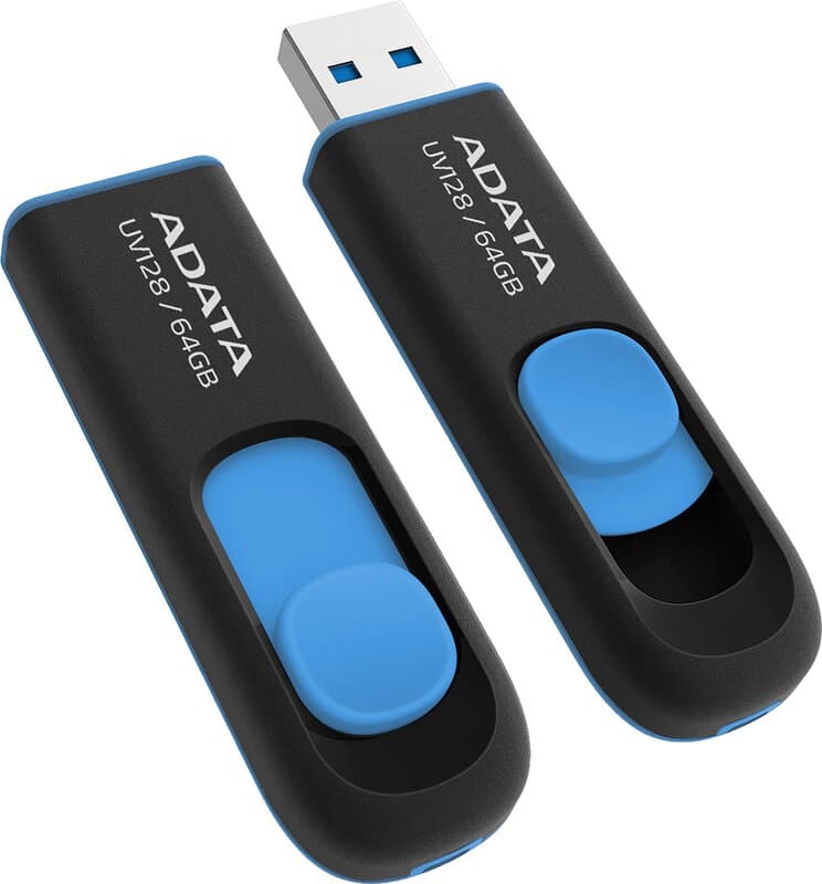 ADATA 64GB DashDrive UV128 USB flash drive USB Type-A 3.2 Gen 1 (3.1 Gen 1) Zwart, Blauw
