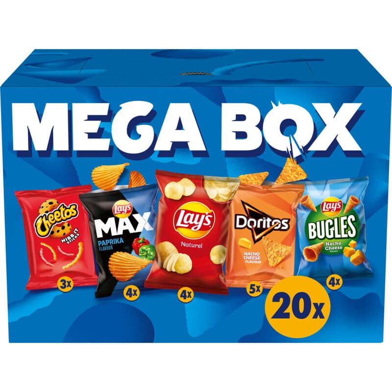 Lay's Mega Box Assortiment Van Hartige Aardappelchips En Maïs Chips - 20 pcs