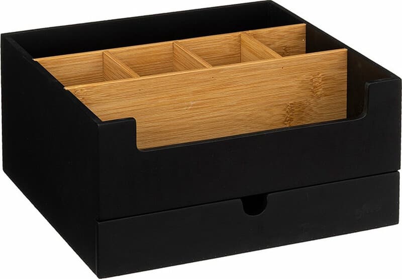5five Bamboe Organizer - Zwart, 26 x 24 x 13 cm