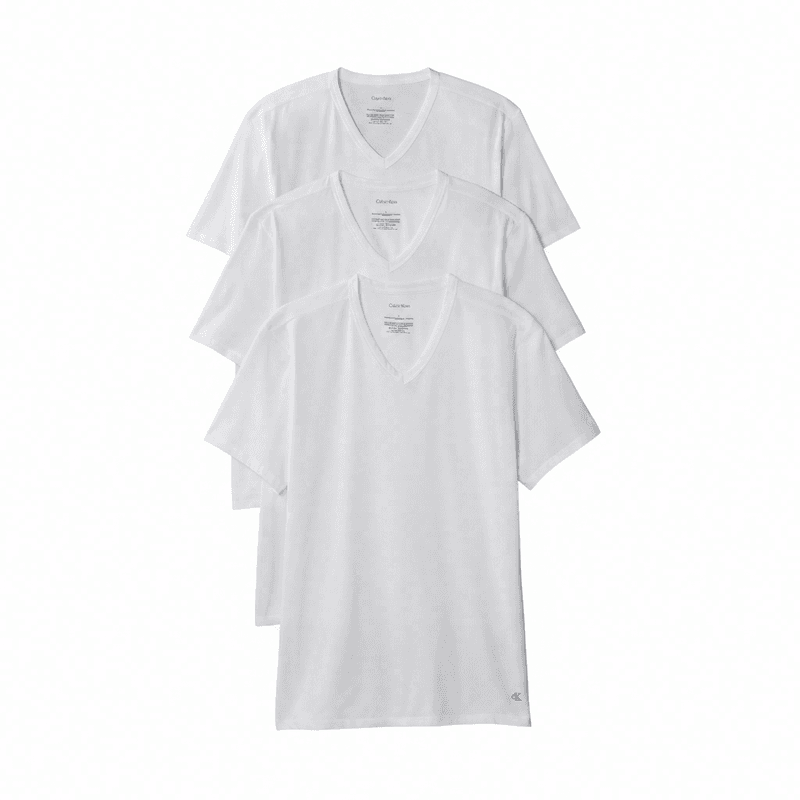 Calvin Klein T-shirt met V-uitgang 3-pack, wit, maat L voor heren, model 100