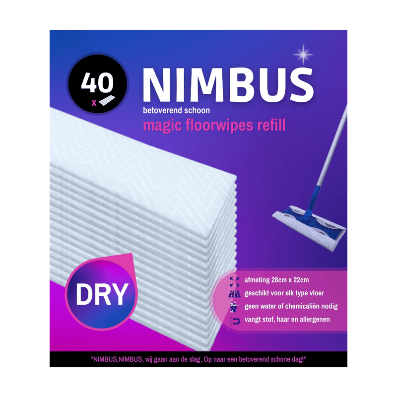 NIMBUS Magic Floorwipes Refill (40x) - Droge Vloerdoekjes - Geschikt voor Swiffer - Schoonmaakdoekjes